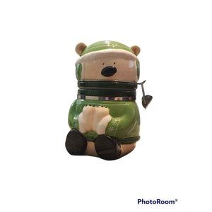 Whimsical  teddy bear jar or canister for sugar, coffee or candy. Great gift ite